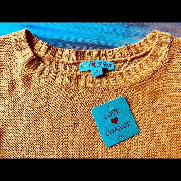 Cropped sweater with cut out long sleeves Pumpkin in color and size M - Picture 3 of 4